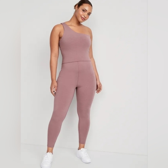 Old Navy Pants - Old Navy Women Large Light Pink One Shoulder PowerChill 7/8 Length Bodysuit